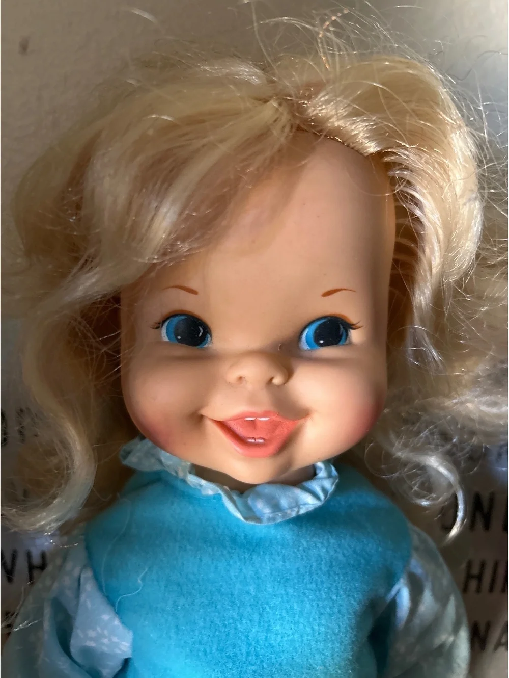Vintage 1972 Mattel Blonde Doll with Blue Dress and Shoes